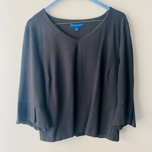 RSVP by Talbots black v-neck 3/4 sleeve top (Size: XLP)